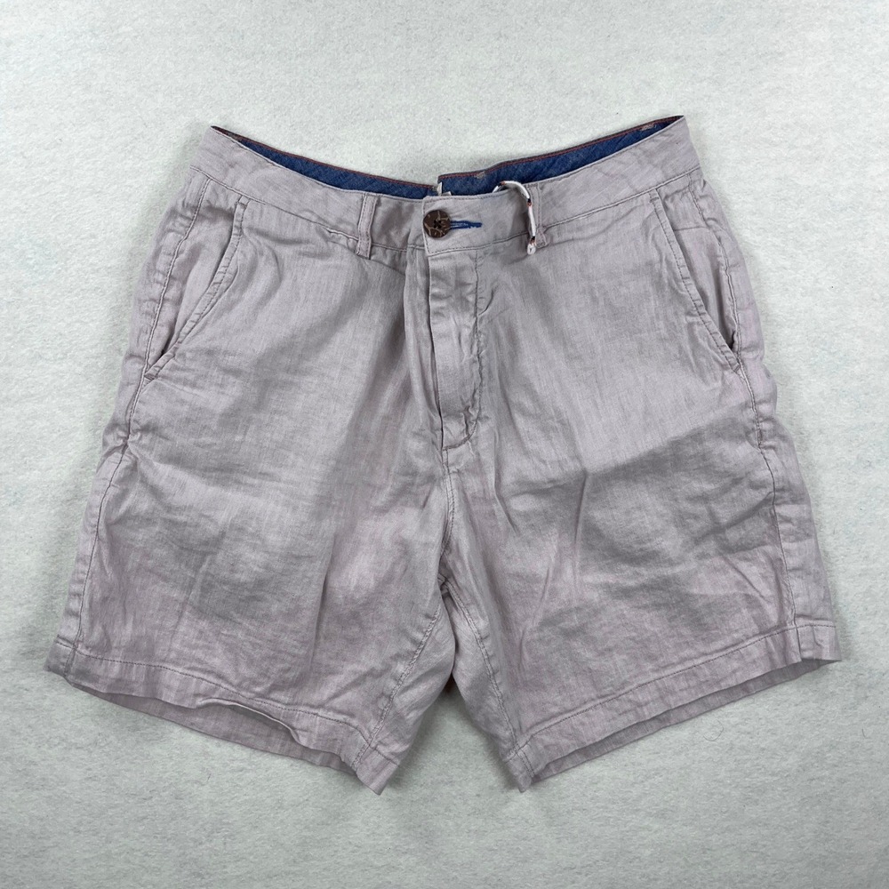 Faherty Brand Mens Linen Organic Cotton Blend Shorts Light Purple Size 34